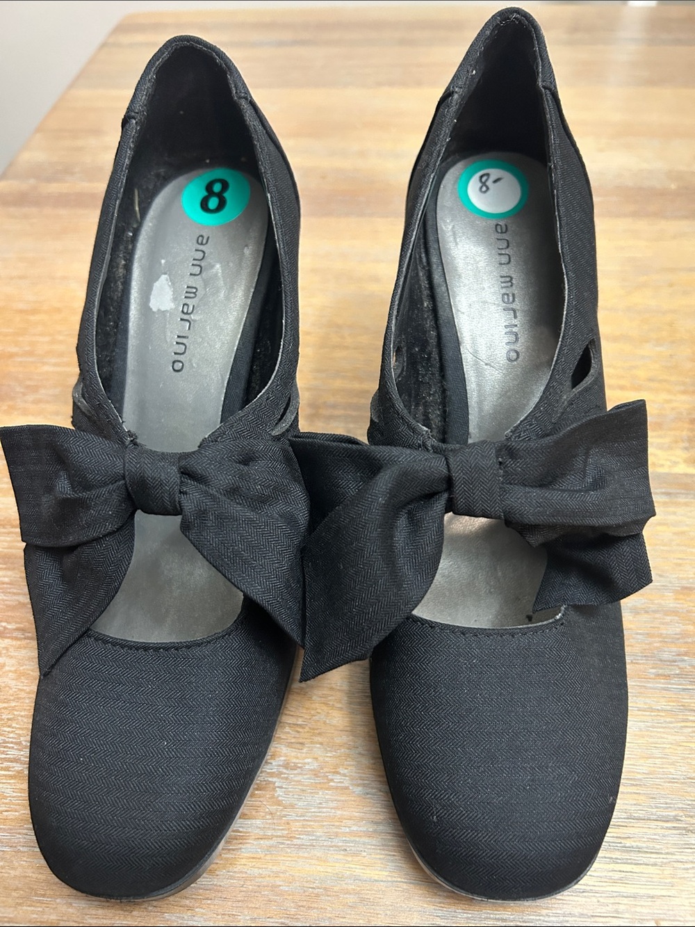 Ann Marino Black Bow Mary Jane Flats